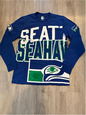 Men's Starter Seattle Seahawks Long Sleeve Tee M Blue